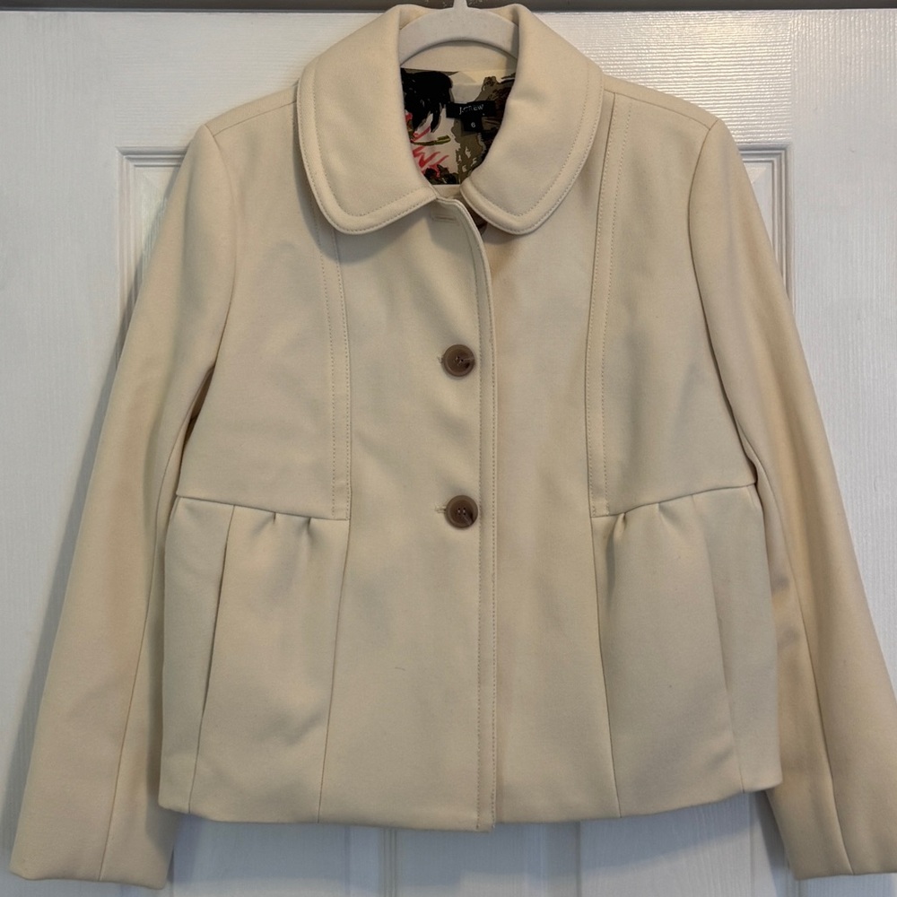 Rare Runway Sample J. CREW Babydoll Pea Coat Cream Wool 6 Fall 2008 Collection